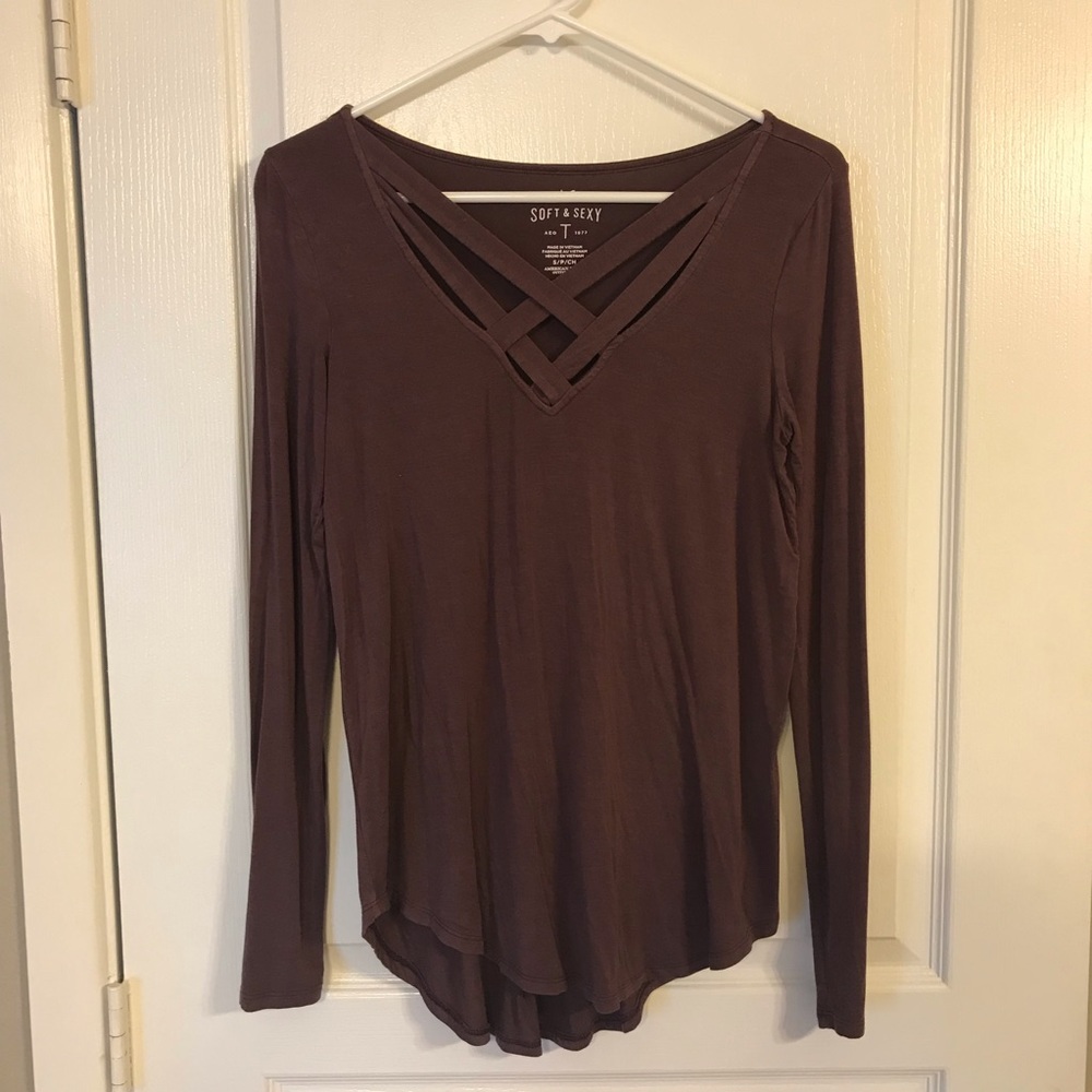 AE soft & sexy criss cross front long sleeve